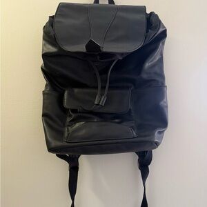 Black Faux Leather Backpack